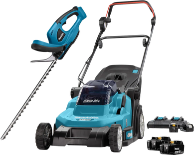 Makita DLM432PT incl. 5,0 Ah Accu (2x) + Makita DUH523Z + 5,0 Ah 18V Accu (2x)
