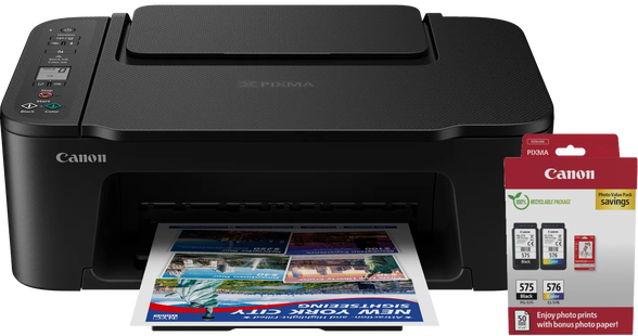 Canon PIXMA TS3750i + 1 set extra cartridges + fotopapier