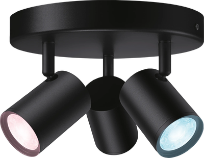 WiZ 3 spots Imageo rond - Gekleurd en Wit licht - GU10 - zwart