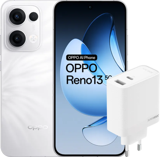 OPPO Reno13 256GB Wit 5G + OPPO SuperVOOC Oplader 80W met 2 Poorten