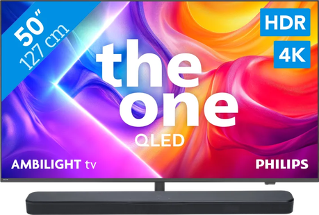 Philips Ambilight 50 PUS9000 QLED 4K (2025) + JBL Bar 300 M2 Zwart