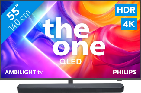 Philips Ambilight 55 PUS9000 QLED 4K (2025) + JBL Bar 300 M2 Zwart