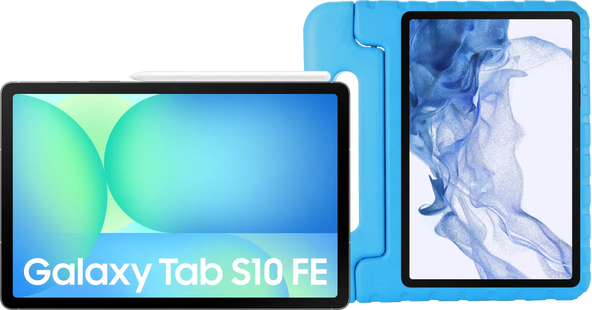 Samsung Galaxy Tab S10 FE 10,9 inch 128GB Wifi en 5G Grijs EE + Kids Cover Blauw