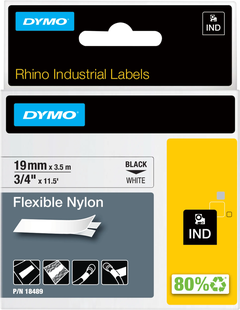 DYMO Rhino 19mm x 3,5m Zwart Wit Nylon Labels
