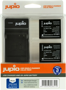Jupio Kit: 2x Battery DMW-BLG10E + USB Single Charger