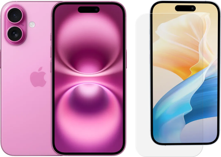 Apple iPhone 16 128GB Roze + BlueBuilt Screenprotector Glas