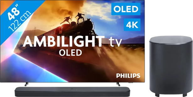 Philips Ambilight 48'' OLED760 4K (2025) + JBL Bar 500 M2 Zwart