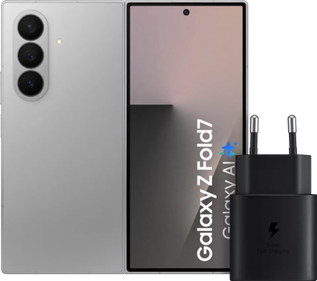 Samsung Galaxy Z Fold 7 256GB Zilver 5G + Samsung Oplader 25 Watt Zwart