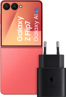 Samsung Galaxy Z Flip 7 256GB Rood 5G + Samsung Oplader 25 Watt Zwart