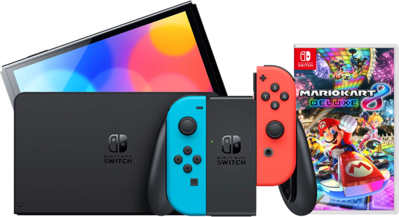 Nintendo Switch OLED Blauw Rood + Mario Kart 8 Deluxe