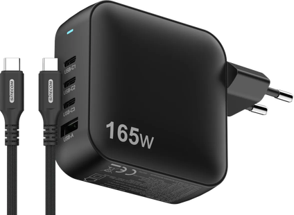 Sitecom 165W GaN Power Delivery Wandoplader + Sitecom USB-C naar USB-C Kabel 2m