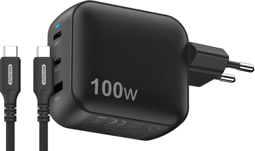 Sitecom 100W GaN Power Delivery Wandoplader + Sitecom USB-C naar USB-C Kabel 2m