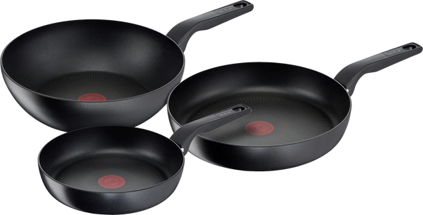 Tefal Hard Titanium Pro Koekenpannenset 24 + 28 cm + Wokpan