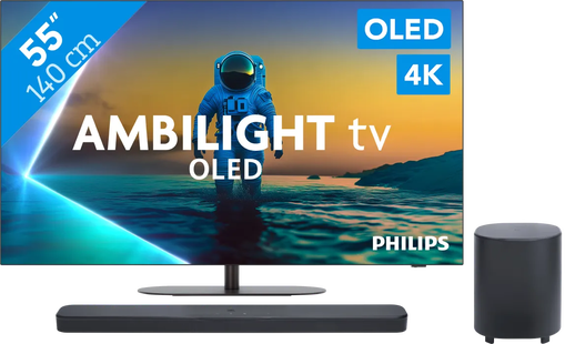 Philips Ambilight 55'' OLED810 4K (2025) + JBL Bar 500 M2 Zwart