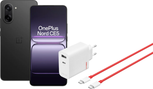 OnePlus Nord CE 5 128GB Zwart 5G + OnePlus SuperVOOC Oplader 80W 2 Poorten + Usb C kabel