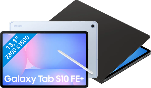 Samsung Galaxy Tab S10 FE Plus 13,1 inch 256GB Wifi Lichtblauw + BlueBuilt Book Case Zwart