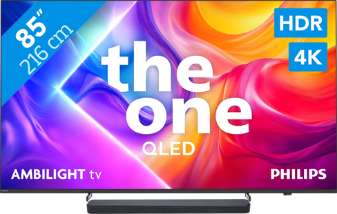 Philips Ambilight 85 PUS9000 QLED 4K (2025) + JBL Bar 300 M2 Zwart