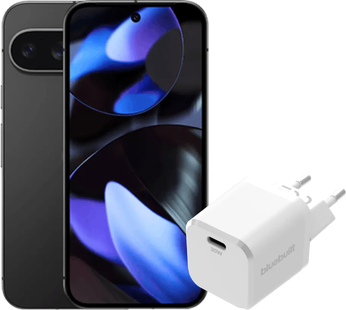 Google Pixel 9 128GB Zwart 5G + BlueBuilt Oplader 30W Wit
