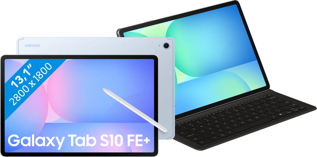 Samsung Galaxy Tab S10 FE Plus 13,1 inch 128GB Wifi Lichtblauw + Toetsenbord Hoes QWERTY