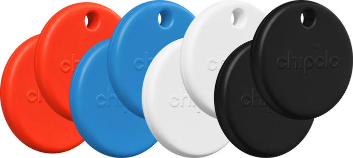 Chipolo POP 8-Pack Zwart, Wit, Rood, Blauw