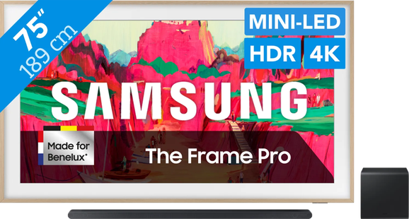 Samsung 75 The Frame Pro LS03FW (2025) + Samsung HW-S800D Zwart (2024)