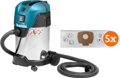 Makita VC3011L + Makita P-72899 Stofzak (5x)