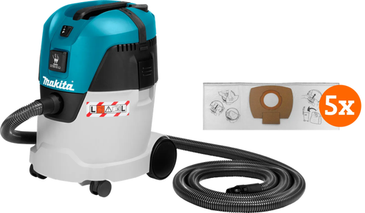 Makita VC2512L + stofzuigerzakken (5x)