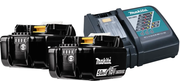 Makita BL1850B LXT 18V 5,0 Ah Accu (2x) + Acculader 14,4/18V DC18RC