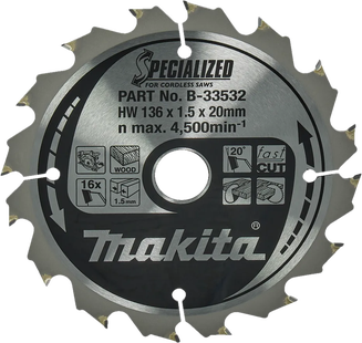 Makita Cirkelzaagblad Hout Specialized 136x20x1,5 16T