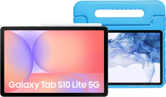 Samsung Galaxy Tab S10 Lite 10,9 inch 128GB Wifi en 5G Grijs + Kids Cover Blauw