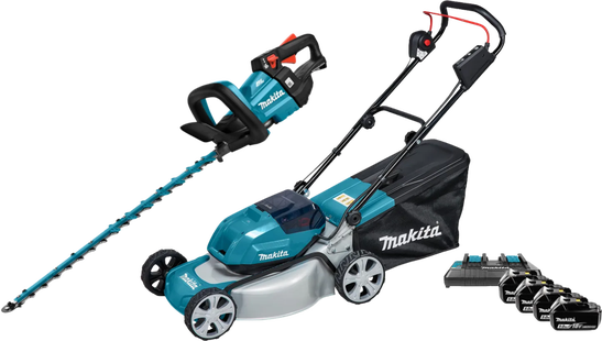 Makita DLM463PT incl. 5,0 Ah Accu (2x) + Makita DUH602Z+ 5,0 Ah 18V Accu (2x)