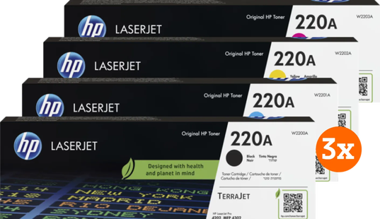HP 220A LaserJet Toner Combo Pack (3 stuks)