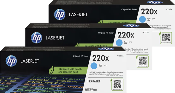 HP 220X LaserJet Toner Cyaan (3 stuks)