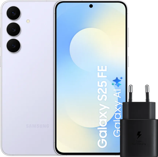 Samsung Galaxy S25 FE 128GB Lichtblauw 5G + Samsung Oplader 25 Watt Zwart