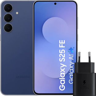 Samsung Galaxy S25 FE 128GB Donkerblauw 5G + Samsung Oplader 25 Watt Zwart