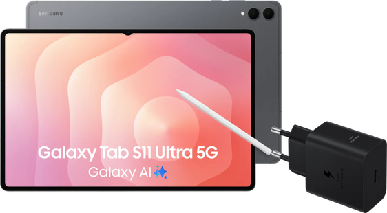 Samsung Galaxy Tab S11 Ultra 14,6 inch 256GB Wifi en 5G Grijs + Oplaadpakket