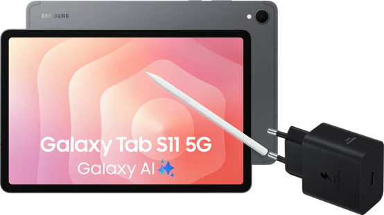 Samsung Galaxy Tab S11 11 inch 128GB Wifi en 5G Grijs + Oplaadpakket