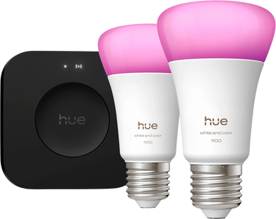 Philips Hue White and Color Starter Pack E27 1100lm 2-pack + Bridge Pro