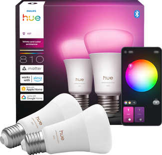 Philips Hue A60 White and Color E27 810lm 2-pack