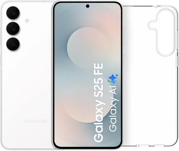 Samsung Galaxy S25 FE 256GB Wit 5G + BlueBuilt Back Cover Transparant