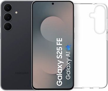 Samsung Galaxy S25 FE 256GB Zwart 5G + BlueBuilt Back Cover Transparant