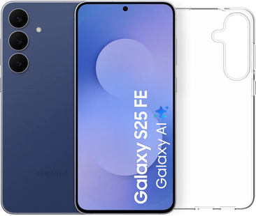 Samsung Galaxy S25 FE 128GB Donkerblauw 5G + BlueBuilt Back Cover Transparant