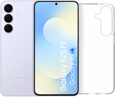Samsung Galaxy S25 FE 256GB Lichtblauw 5G + BlueBuilt Back Cover Transparant