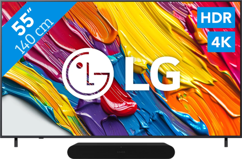 LG 55 QNED82 4K (2025) + Sonos Ray Zwart