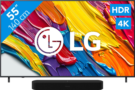 LG 55 QNED82 4K (2025) + Sonos Beam Gen2 Zwart