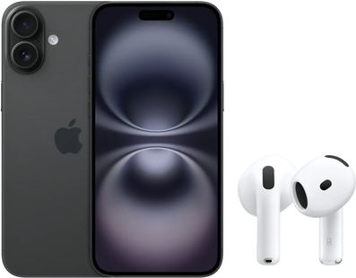 Apple iPhone 16 128GB Zwart + AirPods 4 Active Noise Cancellation