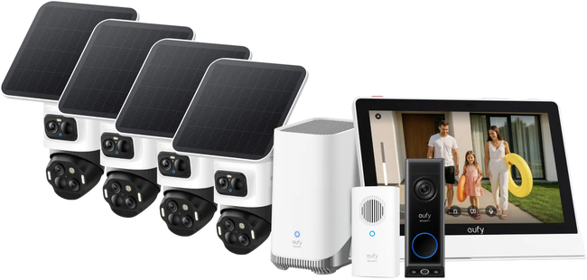 EufyCam S4 4-Pack + HomeBase 3 + Video Doorbell E340 + Smart Display E10