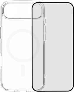 BlueBuilt Protective Back Cover met MagSafe iPhone 17 Air Transparant + BlueBuilt iPhone 17 Air Screenprotector Glas
