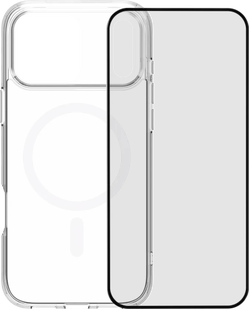 BlueBuilt Protective Back Cover met MagSafe iPhone 17 Pro Max Transparant + BlueBuilt iPhone 17 Pro Max Screenprotector Glas