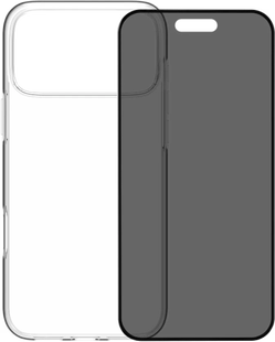 BlueBuilt Back Cover iPhone 17 Pro Max Transparant + BlueBuilt iPhone 17 Pro Max Privacy Screenprotector Glas